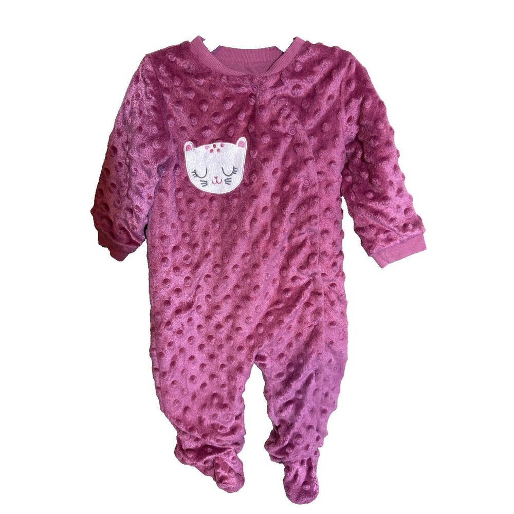 6-9m Baby Gear Girls Cat Pink Lined Snap Closure Warm Super Soft Outfit 1037